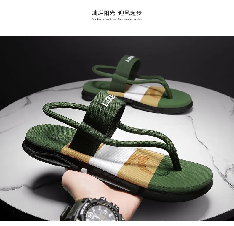 Slippers Man Summer Ankle Wrap Shoes Slip-resistant Slide Sandals