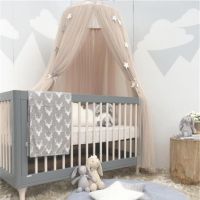 【LZ】¤  Princess Crown  Mosquito Net Bed 7-layer Mesh Bed Curtain Childrens Room Decoration Girl Pink Crib Canopy Beds Kids Nordic