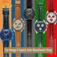 สำหรับOmega X Swatchˉ Joint MoonSwatchˉ Coแบรนด์VINTAGEของแท้สายหนังผู้ชายผู้หญิงPlanet Retroสร้อยข้อมือนาฬิกา 20 มม.