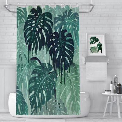 Monstera Melt Bathroom Shower Curtains  Waterproof Partition Curtain Designed Home Decor Accessories