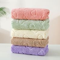 1pc- Coral velvet embossed towel soft absorbent quick dry