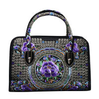 Women Retro Handbag Hand Embroidery Chinese Ethnic Style High Quality Exquisite Messenger Bag High Capacity Casual Shopping Tote