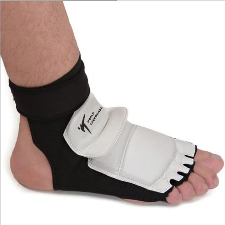เทควันโด-pu-wt-ถุงมือเท้าป้องกันเกียร์คาราเต้ป้องกันข้อเท้าสนับสนุนต่อสู้คิกบ็อกซิ่งเท้าป้องกันยามถุงเท้าเท้า