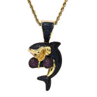 [COD] ยุโรปและอเมริกาเพทายมวยปลาฉลามจี้สร้อยคอฮิปฮอปบุคลิกภาพจี้ ingSharkPendant