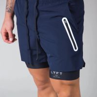 2023 New Summer Running Shorts Mens Gym Jogging Fitness Training Quick Dry Bodybuilder Mens 2 In 1 Navy Blue Casual Shorts