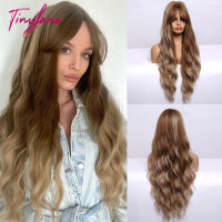 TINY LANA Red Blue Orange Color Long Water Wavy Synthetic Wigs For Women With Bangs Halloween Cosplay Party Daily Heat Resistant