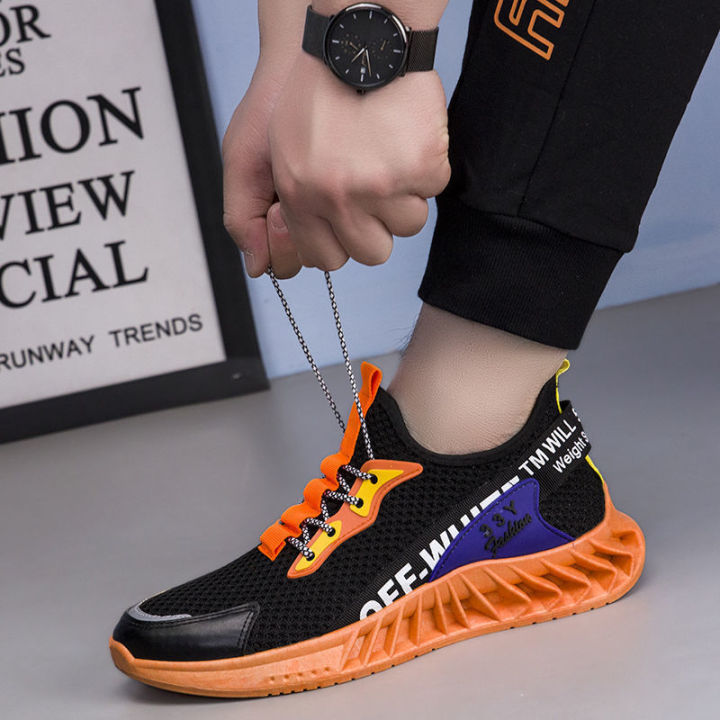 starlight-angela-free-shipping-ส่งฟรี-รองเท้าบุรุษ2023ฤดูร้อนรองเท้ากีฬาใหม่ฉบับภาษาเกาหลีรองเท้าตาข่ายรองเท้าเสริมส้นรองเท้าผูกเชือก
