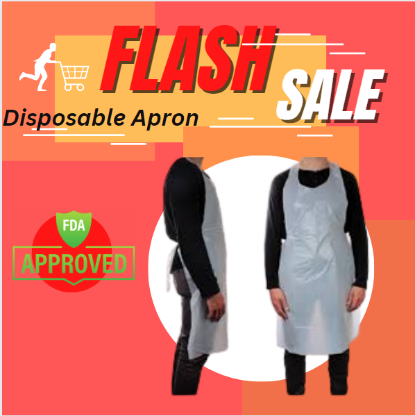 100 PCs/Per Pack Plastic Apron PPE Suit Fluidresistant shield with tie