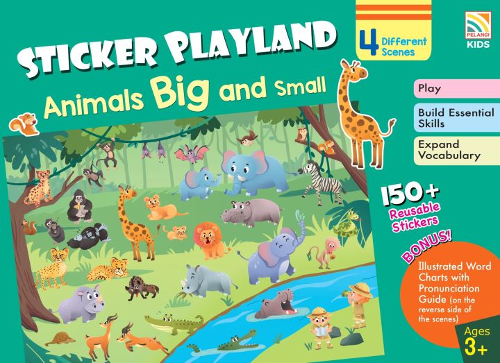 Pelangi Sticker Playland 4 Different Scenes 150+ Reusable Stickers + 4 ...