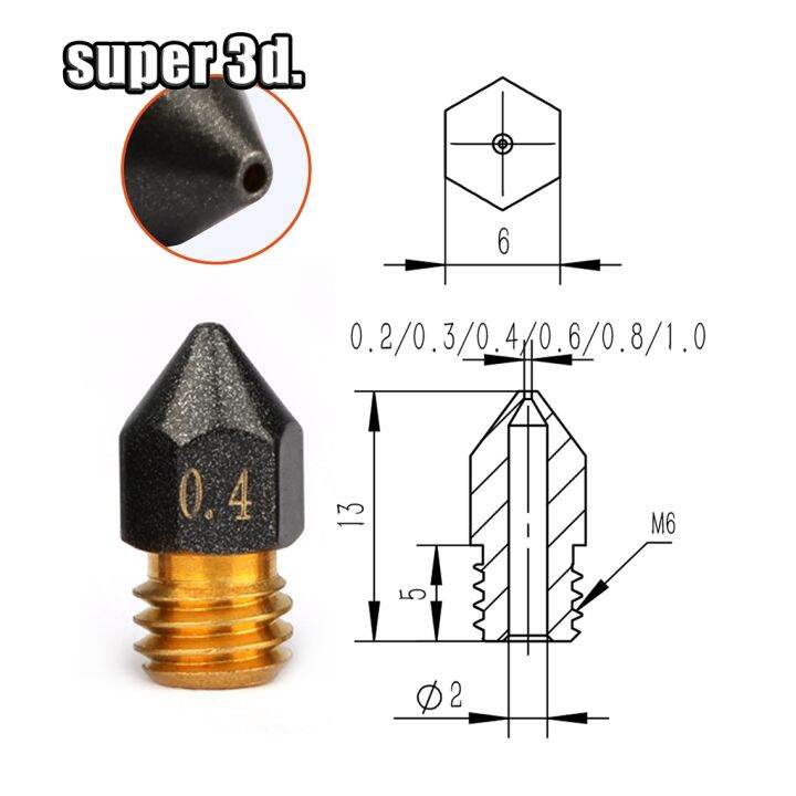 lz-3d-printer-mk8-brass-ptfe-nozzle-coated-0-2-0-3-0-4-0-5-0-6-0-8-1-0mm-m6-threaded-nozzle-for-1-75mm-filament-mk-hotend-extruder