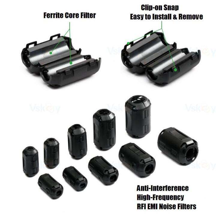 10PCS Clipon Noise Ferrite Core Filter AntiInterference Choke for