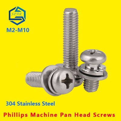Machine Screws Phillips Machine Pan Head Screws Spring Washer Flat Washe Round Head Screws Combination Screw 304 Stainless Steel Nails  Screws Fastene