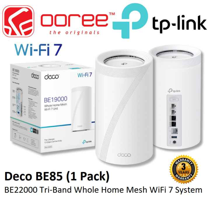 TP-LINK DECO BE85 BE2200 TRI-BAND WHOLE HOME MESH MULTI-GIGABIT WIFI 7 ...