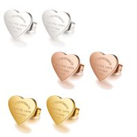 [HOT ZUQIOULZHJWG 517] Minimalism สแตนเลส Love Forever Heart Stud ต่างหูชุบทองต่างหูงานแต่งงานแฟชั่นเครื่องประดับ Unisex