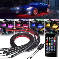 ✢✸ 4PCS 12V IP65 Atmosphere Light App Control Flowing Color RGB LED Strip Under Car 90 120 150 Tube Underglow Underbody System Neon Lights