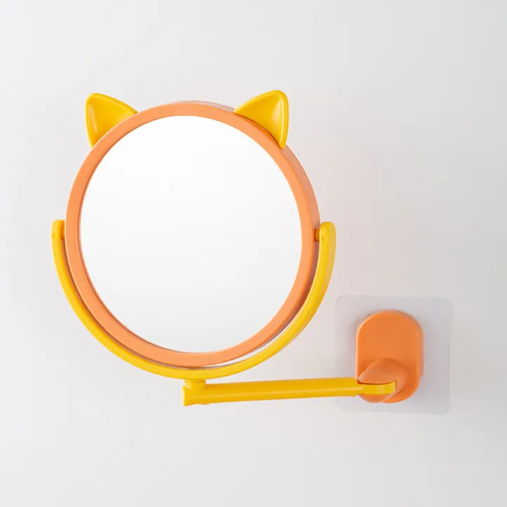 AMB Cartoon Cat Ear Makeup Mirror Bathroom Wall Mounted Rotatable HD Makeup  Mirror | Lazada PH