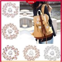 WUMENG 10PCS ที่เป็นประกาย รูปดอกไม้ เครื่องประดับหมวก คลิปหนีบหมวก ปุ่ม Rhinestone กิ๊บติดผมไข่มุก กระดุมมุก