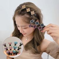 Rhinestones Hairpin Four-leaf Clover Hair Clip Women Duckbill Hair Claw Retro Female Shinning Ponytail Headwear Hair Accessories