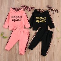 Baby Girls Autumn Winter Clothes Tracksuit Letter Long Sleeve Hoodies Tops and Leopard Stitching Long Pants with Headband 3PCS  by Hs2023