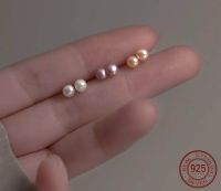 ไข่มุกแท้ ต่างหู ตุ้มหู ต่างหูไข่มุกแท้3-5mm ก้านเงิน925 Genuine Natural Freshwater Pearl ฟรีกล่องค่ะ