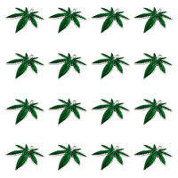 16Pcs Alloy Enamel Pendants Pot Leaf/Hemp Leaf Shape Green Antique Silver 39x33.5x2.5mm Hole: 1.8mm