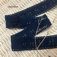 3 meters Hot 3.5CM Navy Blue Cotton Garment Accessories Embroidery Bilateral Lace Trimming Applique Sewing Lace Ribbon Fabric  Material