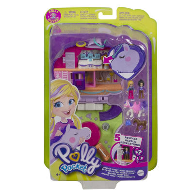 Polly Pocket Jumpin’ Style Pony Compact with Horse Show Theme, Micro Polly Doll &amp; Friend, 2 Horse Figures ราคา 1,150.- บาท