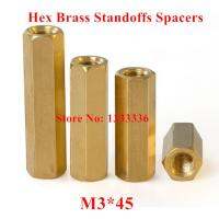 50pcs/lot M3x45 Hexagonal Brass standoffs spacer Hex Long nut M3 Female Thread Spacing Screws PCB Board Pillar