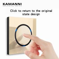 KAMANNI Frameless Grey Glass Panel Luxury Wall Rocker Light Button Switch Socket Led Indicator 2 Gang Controls 1/2Way New Design