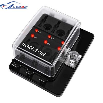 Plastic Cover 6 Ways Blade Fuse Block 12V 32V Fuse Box Holder With LED Indicator Light For Auto Car Marine Fuses Accessories