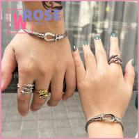 NAILS 97 STORE ถักแบบถัก สร้อยข้อมือเกือกม้า สายเคเบิลปม เหล็กไร้สนิม ตะขอแม่เหล็กติดแน่น ง่ายๆ ห่วงโซ่ลวด กำไลข้อมือคู่ สำหรับผู้หญิง