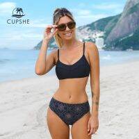 【LZ】❒  Cupshe boho impressão mid cintura bikini define maiô para as mulheres sexy voltar gancho duas peças beachwear 2023 maiô