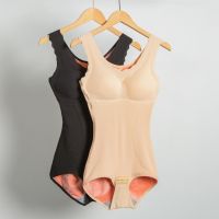 Womens Bodysuit with Chest Pad Shapewear Winter Velvet Thermal Corset Postpartum Styling Underwear One Piece