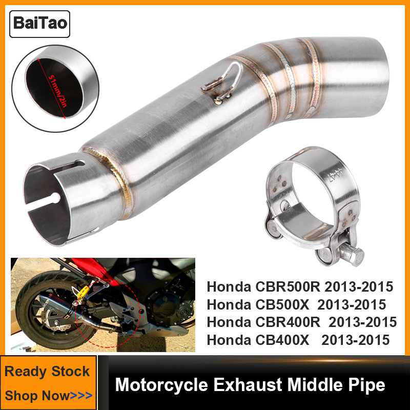 Motorcycle Exhaust System Middle Pipe Link Muffler Slip On For Honda CB 500 CB400 F/X CBR400R CBR500R 2013-2015