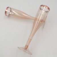 30 pc Rose Gold Rim Gold Glitter Classicware Glass Like Champagne Wedding Parties Toasting Flutes