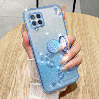 L &amp; F เคสเคลือบหรูหราไรน์สโตนระยิบระยับดอกกุหลาบเคสใสสำหรับ Samsung Galaxy A12 A22 A11 M11 M33ฝาครอบซิลิโคนนิ่ม M32