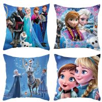 Disney Frozen Elsa Anna Olaf Pillowcase Cartoon Anime Printing Cushion Cover Plush Toys Sofa Home Decoration kids Gifts 45x45cm