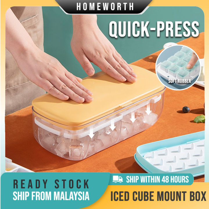 Ice Cube Tray, 48 Cubes with Lid and Storage Bin for Freezer, Ice