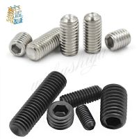 50Pcs M2.5 M3.5 M3.5 M4 M5 M6 Din916 304 Hitam Stainless Steel 12.9 Heksagonal Hexagonal Steel Allen Grub Point baut Sekrup