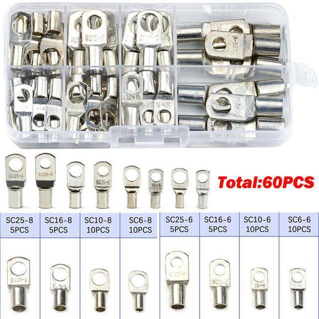 100-60pcs-sc-bare-crimp-terminals-lug-tinned-copper-lug-ring-electrical-wire-connectors-cable-splice-terminal-kit-assortment