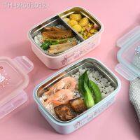 ﹍✺☏ Stainless Steel And PP Leak-Proof Lunch Boxes Lunch Boxes With A Spoon Convenient Student