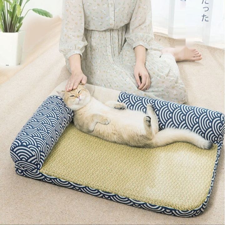 eisho-ที่นอนเย็นขนาดใหญ่สำหรับแมวสุนัขหมาสัตว์เลี้ยงสไตล์ญี่ปุ่น-หลายไซส์หลายสีให้เลือก-ทรงl-t