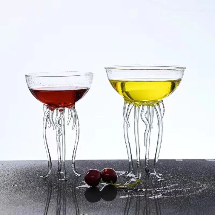 แก้วแก้วไวน์ลายปลาหมึกสุดสร้างสรรค์สำหรับบาร์แก้วแมงกะพรุนแก้วน้ำแก้วไวน์กระโถนแก้วค็อกเทล
