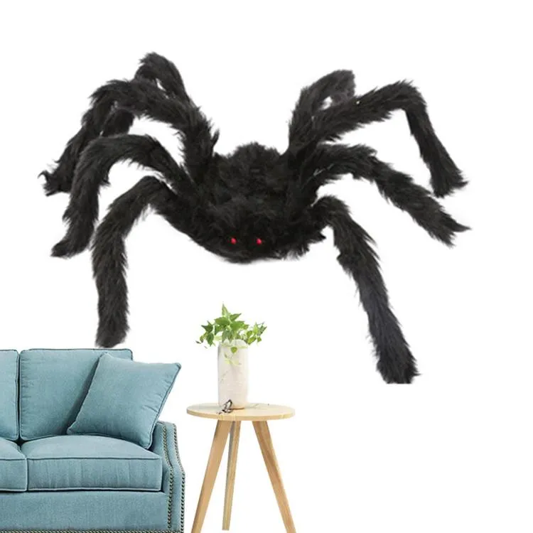 Giant Halloween Spider Soft Hairy Prank Spiders Toy with Red Eyes ...