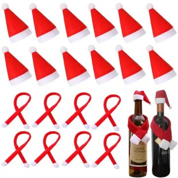 Santa Hat & Scarf Wine Bottle Decoration