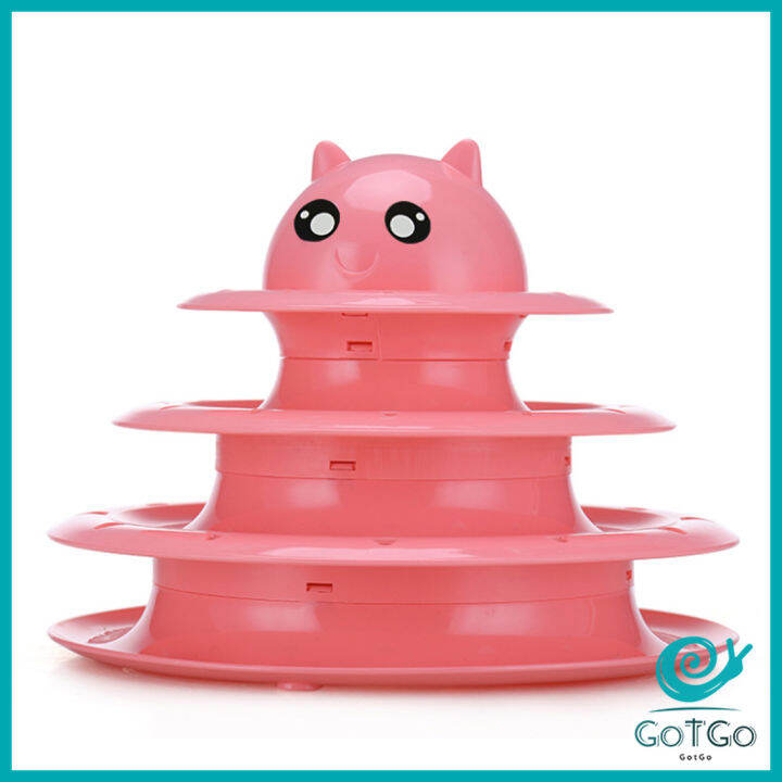 gotgo-รางบอล-ตาโต-ของเล่นแมวทรงโดม-รางบอล-4-ชั้น-cat-play-plate-มีสินค้าพร้อมส่ง