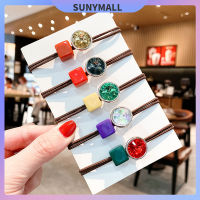 SUNYMALL เชือก สี ปิดกั้น แหวนผม แฟชั่น อัญมณี มัดผม อุปกรณ์ผม หญิง ความยืดหยุ่นสูง วงยาง