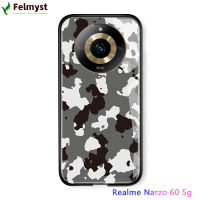 เคสกระจกนิรภัยมันวาวลายพรางสำหรับ Realme 11 5G Realme Narzo 60 5G เคสปกทหารลายพรางกันกระแทก