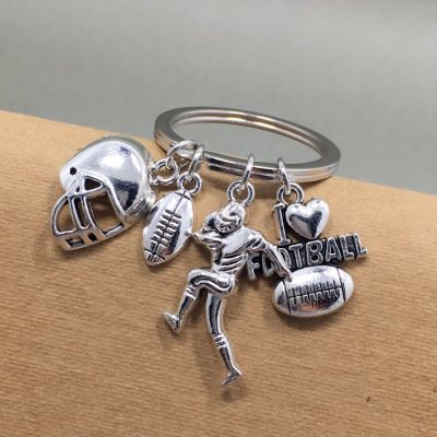 Stainless Football Keychain Steel Family  Fashion Helmet Player Pendant Rugby Accessories Women Friend Love Gifts [hot]I Jewelry