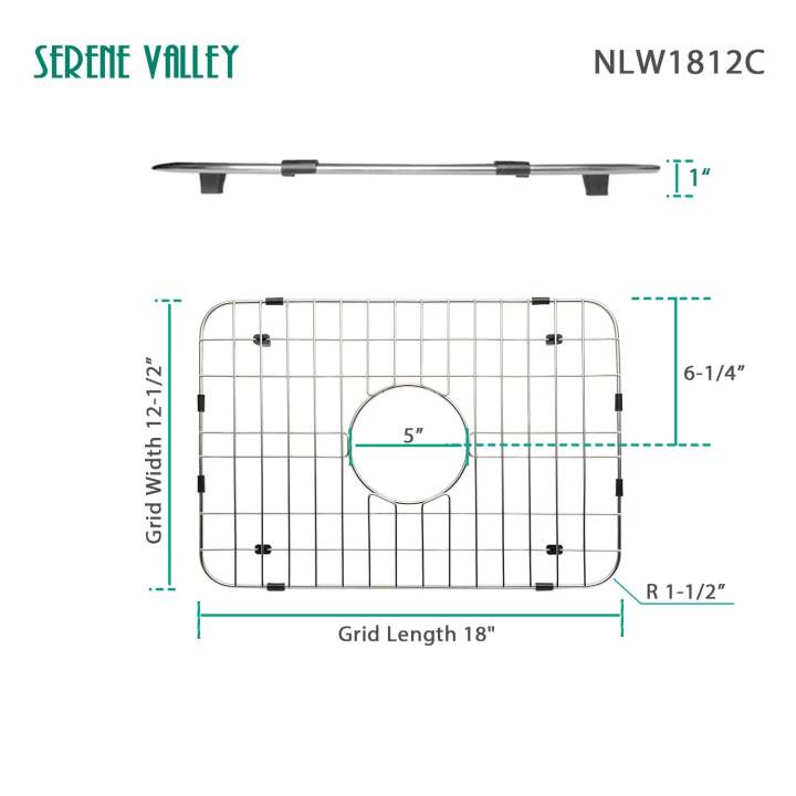 serene-valley-sink-grid-18-x-12-12-ท่อระบายน้ำตรงกลางที่มีมุมรัศมี1-12-nlw1812c